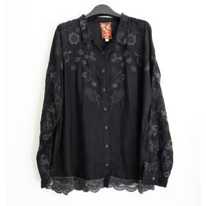 JOHNNY WAS Gardenia Shirt, NEW, Black, Size M